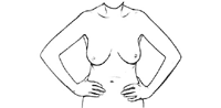 Click Image to Enlarge Illustration of breast self-examination, step 3, hands on hips